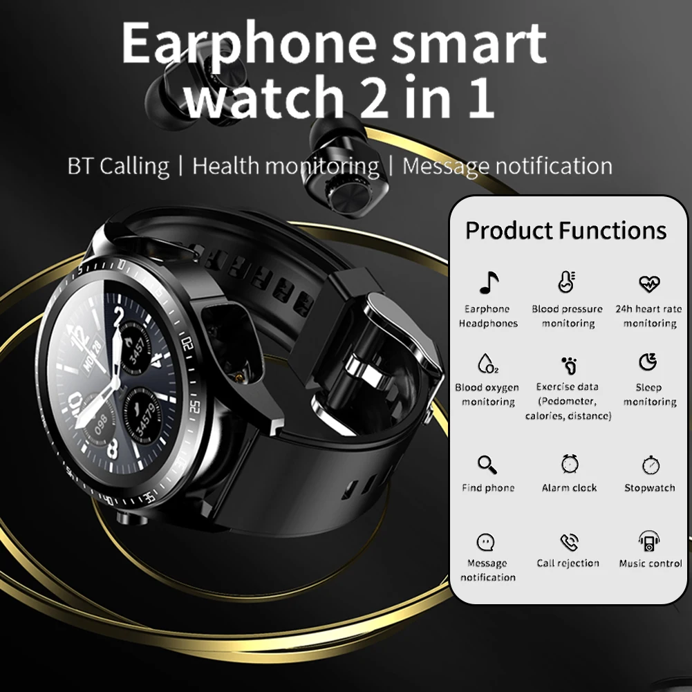 Bluetooth-compatible Headphone Smart Watches Heart Rate Sleep Monitors Gift For Birthday
Bluetooth-compatible Headphone Smart Watches Heart Rate Sleep Monitors Gift For Birthday