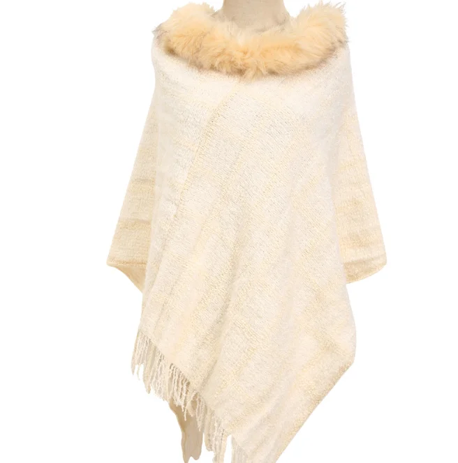 Chenille Wool Collar Cloak Hot Selling Plaid Knitted Shawl Autumn Winter Warm Large Pullover Female Girl Sweater Coat Beige
Chenille Wool Collar Cloak Hot Selling Plaid Knitted Shawl Autumn Winter Warm Large Pullover Female Girl Sweater Coat Beige