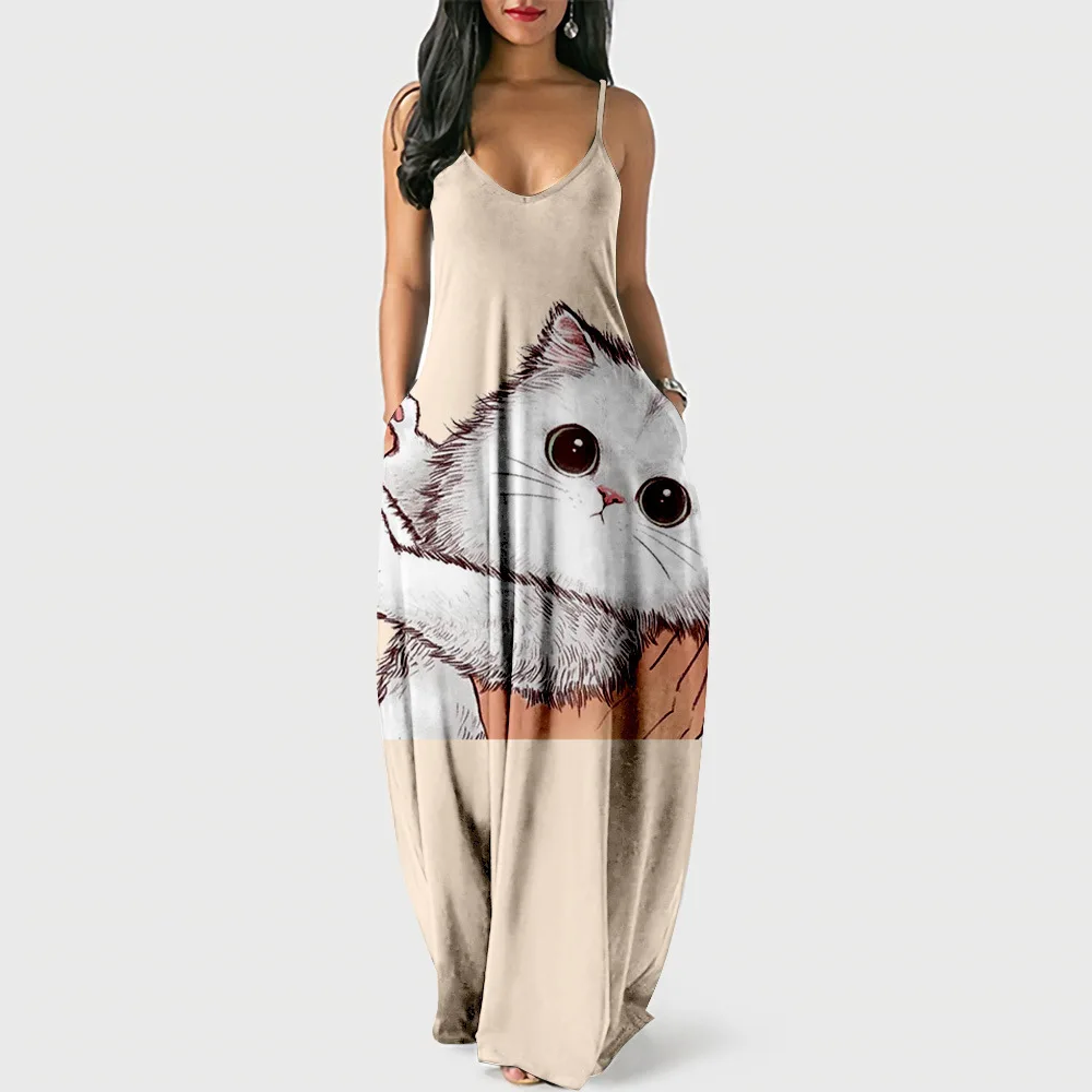 Cartoon Novelty Cool Luxury Summer Women Dresses Cats 3D Print Sexy loose Slip Pocket Dress Party Dress Long Robe
Cartoon Novelty Cool Luxury Summer Women Dresses Cats 3D Print Sexy loose Slip Pocket Dress Party Dress Long Robe