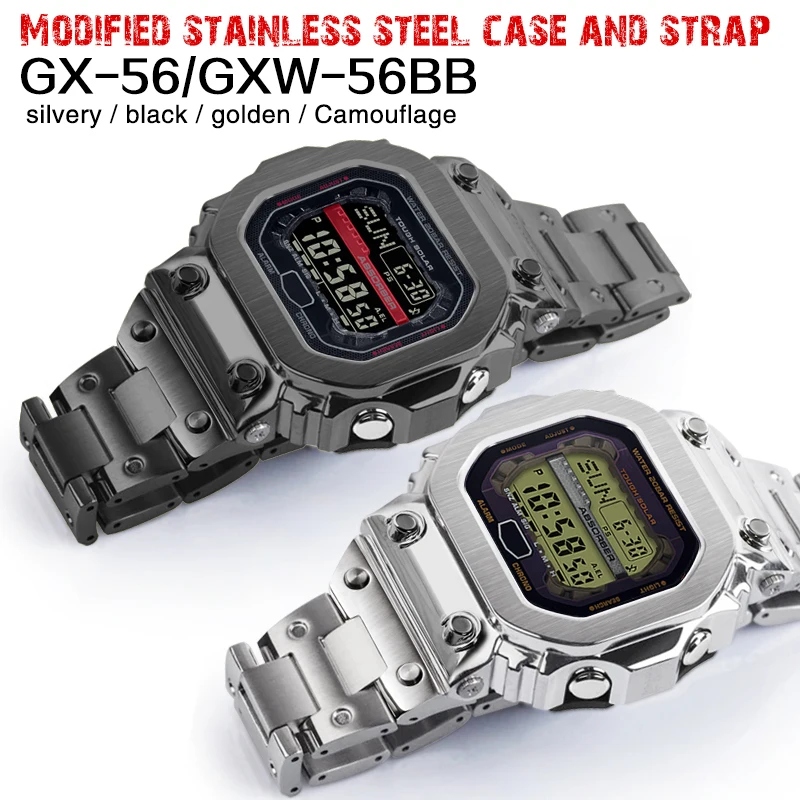 GX56 Stainless Steel Case Mod Kit For Casioak Watch GXW-56BB Metal Camouflage Bezel And Strap Band With Refit Accessories Tools
GX56 Stainless Steel Case Mod Kit For Casioak Watch GXW-56BB Metal Camouflage Bezel And Strap Band With Refit Accessories Tools