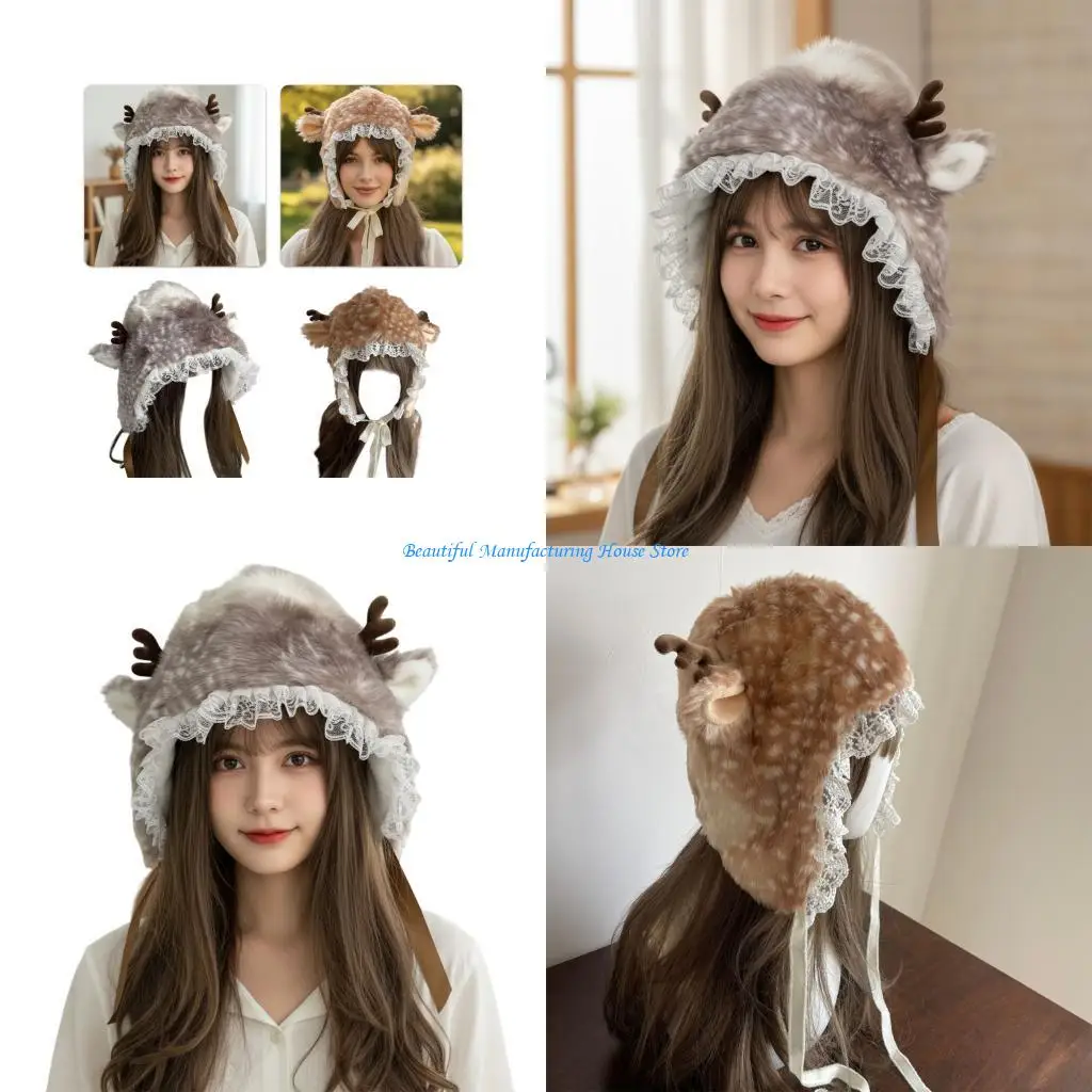 E56A Furry Elk Hat Soft Trapper Hat Headwear for Women Winter Cycling Climbing Skiing Thick Lining Photo Props
E56A Furry Elk Hat Soft Trapper Hat Headwear for Women Winter Cycling Climbing Skiing Thick Lining Photo Props