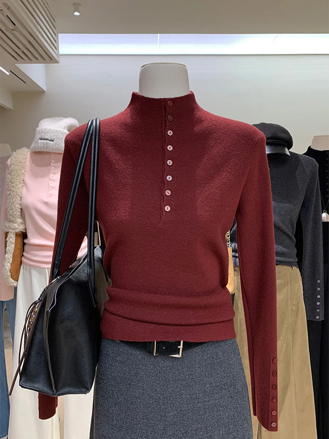 Slim Fit Knitted Sweater with Buttons Half High Collar New Year Design Korean Style Women's Fashion Autumn Winter Top
Slim Fit Knitted Sweater with Buttons Half High Collar New Year Design Korean Style Women's Fashion Autumn Winter Top