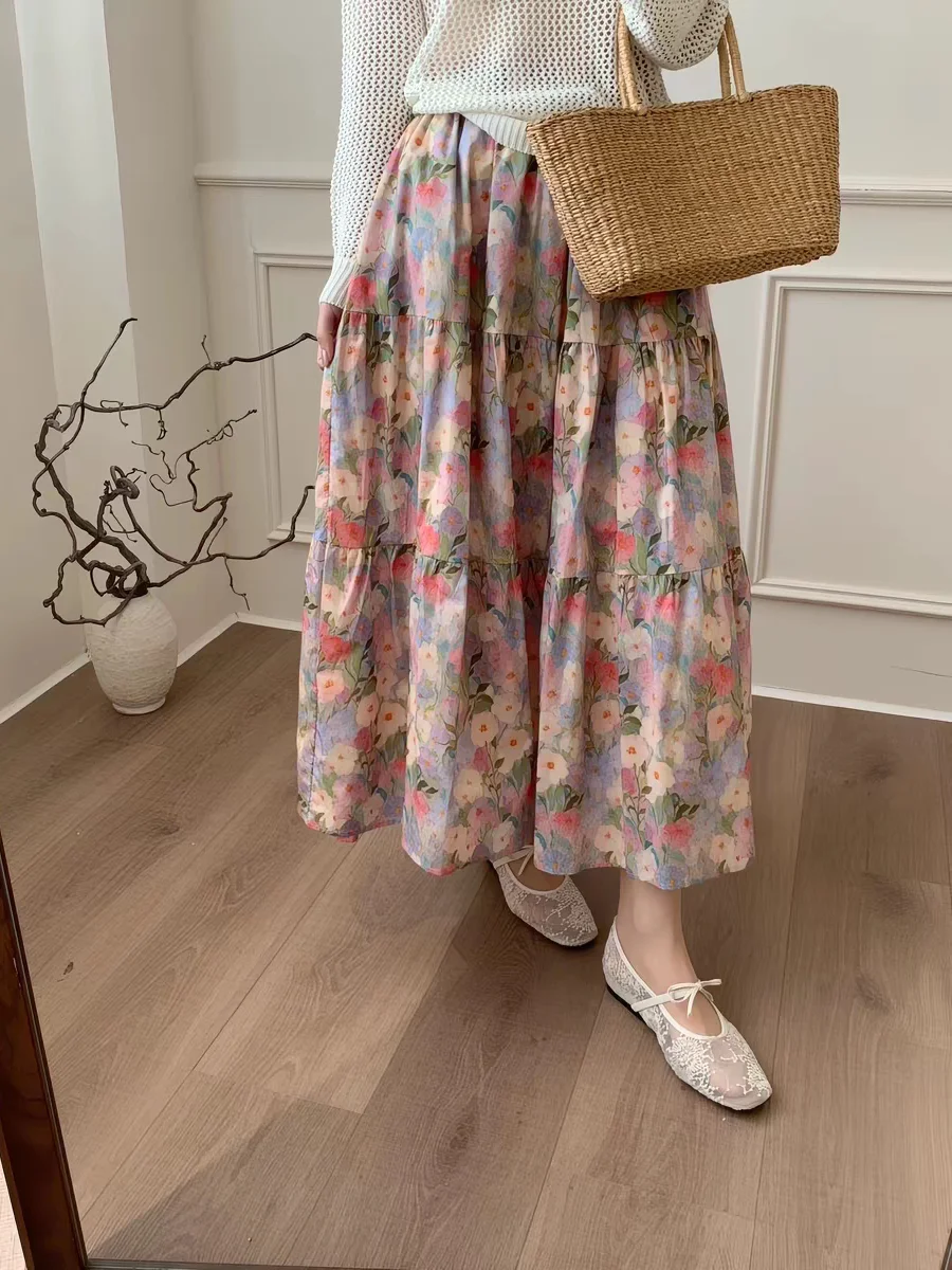 Korean Style Floral Oil Painting Half Skirt Women's Spring Summer Elastic Waist Slimming Versatile Midi A-Line Umbrella Skirt
Korean Style Floral Oil Painting Half Skirt Women's Spring Summer Elastic Waist Slimming Versatile Midi A-Line Umbrella Skirt