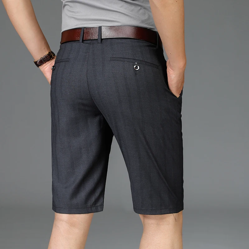 Brand Men's Summer Thin Suit Shorts, Fashionable Vertical Striped Business Knee-length Pants, Loose Casual Dark Gray Mid-pants
Brand Men's Summer Thin Suit Shorts, Fashionable Vertical Striped Business Knee-length Pants, Loose Casual Dark Gray Mid-pants