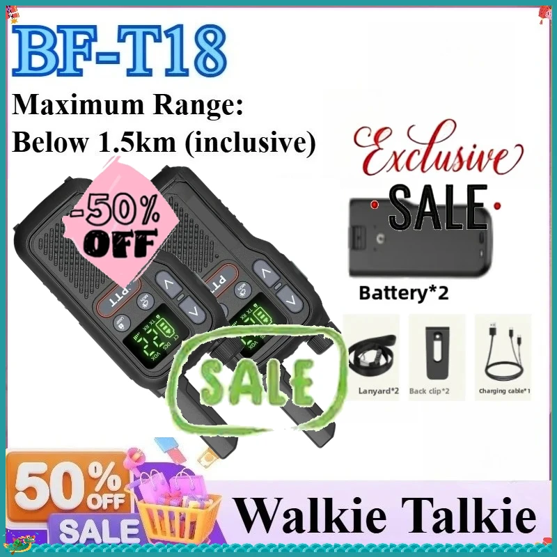 2 мини-рации Baofeng BF-T18 PMR FRS с двойным PTT, фонариком, портативным зарядным устройством Type-C, VOX, NOAA для охоты
2 мини-рации Baofeng BF-T18 PMR FRS с двойным PTT, фонариком, портативным зарядным устройством Type-C, VOX, NOAA для охоты