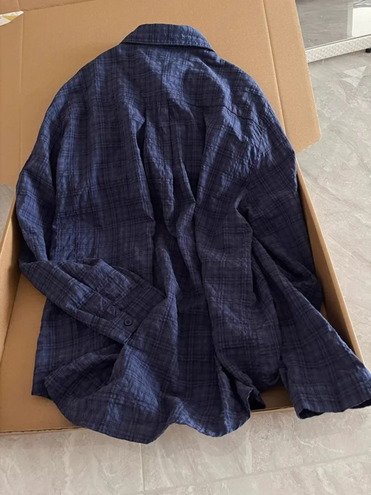 Loose Fit Plaid irt Lightweight Sun Protection Outerwear Casual Top for Women Korean Sle Cotton Long Sve Collar
Loose Fit Plaid irt Lightweight Sun Protection Outerwear Casual Top for Women Korean Sle Cotton Long Sve Collar