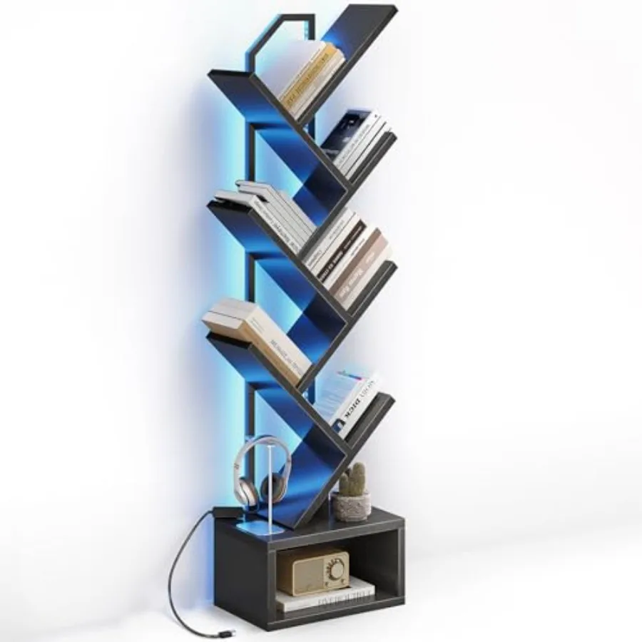 Tree Bookshelf — Narrow Floor Standing Bookcase Tall Steel and Wood Book Organizer Shelf with Cabinet Home Decor for Living Roo
Tree Bookshelf — Narrow Floor Standing Bookcase Tall Steel and Wood Book Organizer Shelf with Cabinet Home Decor for Living Roo