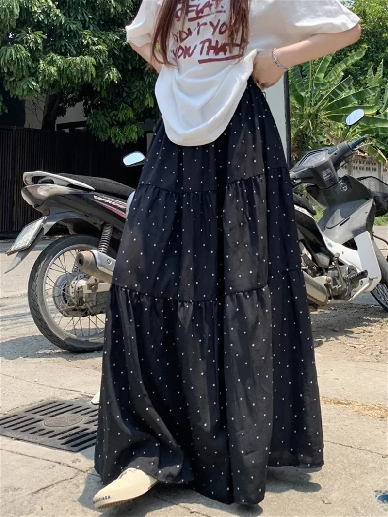 Kumikumi Black Polka Dot High Waist A-Line Midi Skirt Women's Summer Loose Slimming Skirt Korean Style Commute Polyester Fiber
Kumikumi Black Polka Dot High Waist A-Line Midi Skirt Women's Summer Loose Slimming Skirt Korean Style Commute Polyester Fiber