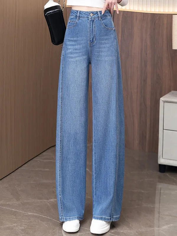 High Waist Draped Loose Women's Jeans Light Blue Knife Wide Leg Pants Spring Autumn New Style Conceal Body Flattering
High Waist Draped Loose Women's Jeans Light Blue Knife Wide Leg Pants Spring Autumn New Style Conceal Body Flattering
