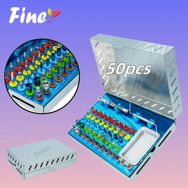 Finer 50pcs Dental Implant Drills Universal Prosthetic Kit with Bone Expander Trephine Burs Torque Wrench Dental Dentistry
Finer 50pcs Dental Implant Drills Universal Prosthetic Kit with Bone Expander Trephine Burs Torque Wrench Dental Dentistry