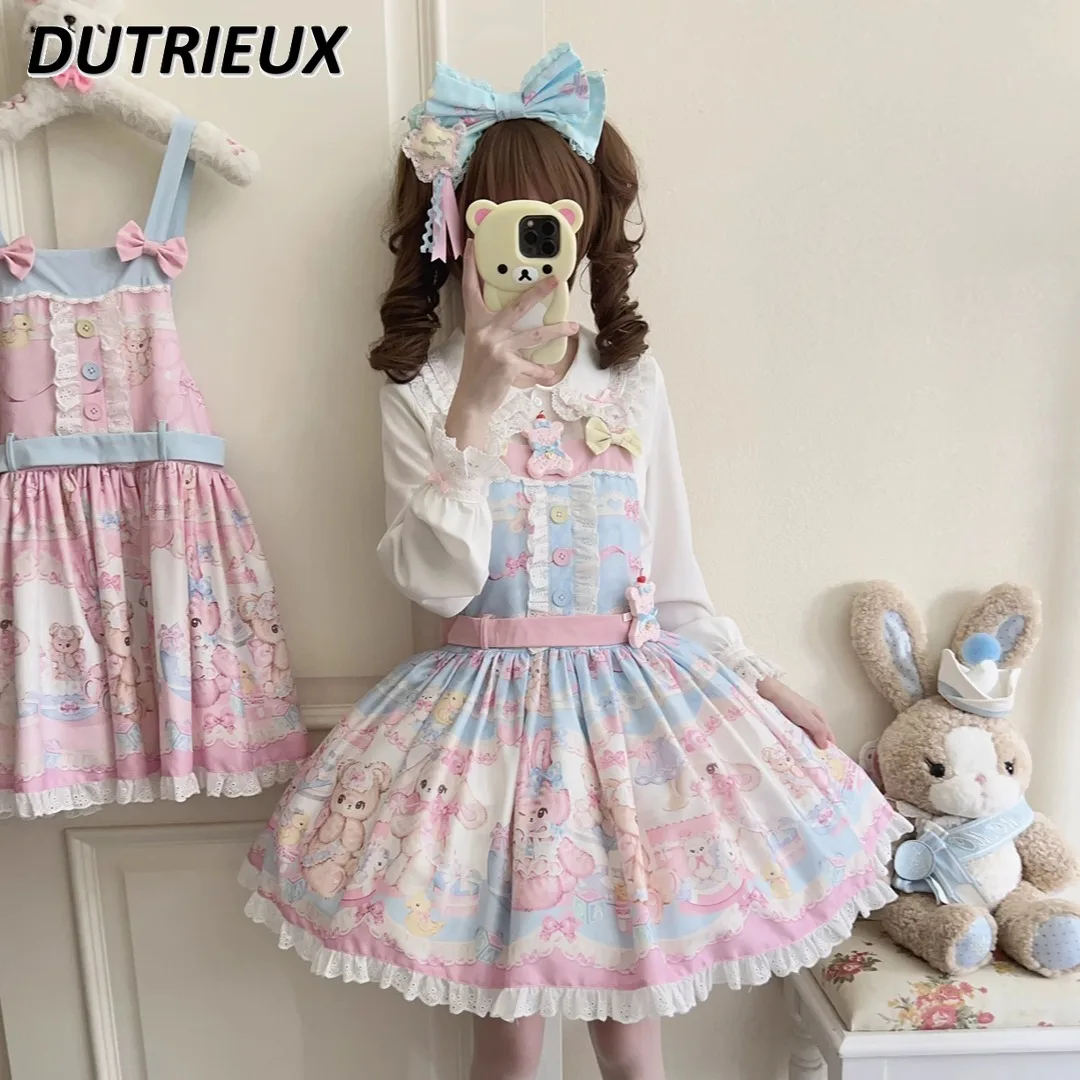 Japanese Original Design Lolita Sweet Cute Girls Strap Dress Jsk Bow Print High Waist Slimming Kawaii Sleeveless Dresses
Japanese Original Design Lolita Sweet Cute Girls Strap Dress Jsk Bow Print High Waist Slimming Kawaii Sleeveless Dresses
