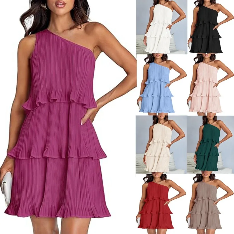 【New Arrival】One-Shoulder Tiered Ruffle Mini Dress, Pleated Fabric for Women
【New Arrival】One-Shoulder Tiered Ruffle Mini Dress, Pleated Fabric for Women