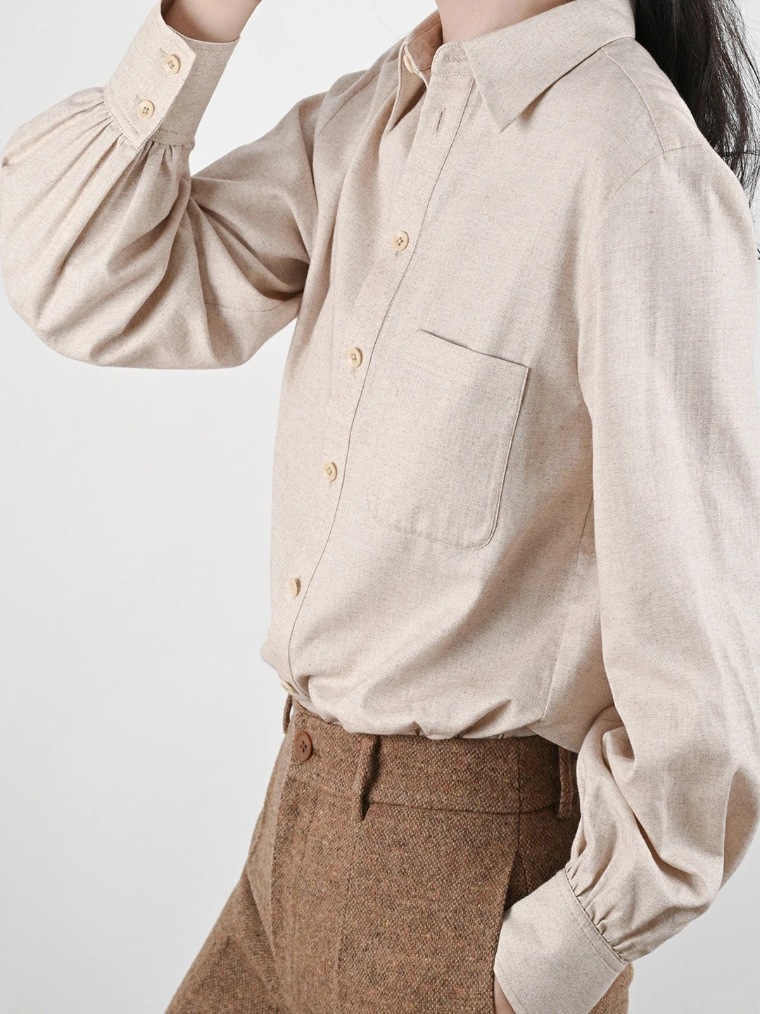 Retro Sle Pure Cotton irt with Chestnut Design Commute to Work Long Sve Lantern Sve Plaid Patterned Women's irt
Retro Sle Pure Cotton irt with Chestnut Design Commute to Work Long Sve Lantern Sve Plaid Patterned Women's irt