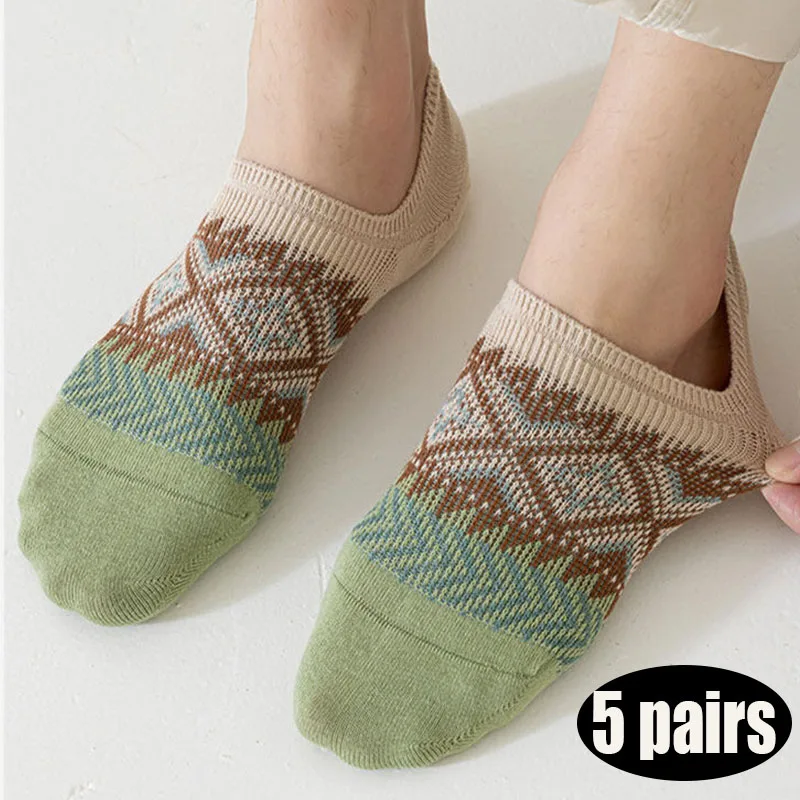 5pairs Men Trendy Ethnic Striped Boat Socks Comfortable Sweat-Absorbing Breathable Low-Cut Sock Soft High Quality Invisible Sox
5pairs Men Trendy Ethnic Striped Boat Socks Comfortable Sweat-Absorbing Breathable Low-Cut Sock Soft High Quality Invisible Sox