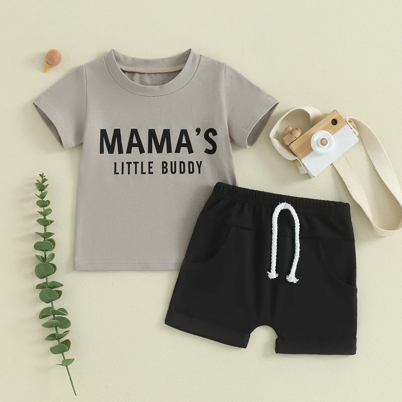Toddler Boys Summer Outfits Letter Print Short Sleeve T-Shirt and Elastic Shorts for 2 Piece Vacation Clothes Set
Toddler Boys Summer Outfits Letter Print Short Sleeve T-Shirt and Elastic Shorts for 2 Piece Vacation Clothes Set