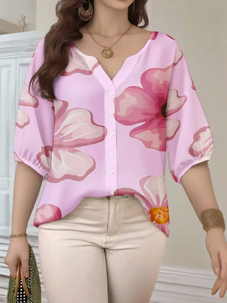 Plus Size Women Fashion Holiday Blouse Vintage Floral Printed 2026 New Summer Half Sleeve Button Down Chic Shirt Femme
Plus Size Women Fashion Holiday Blouse Vintage Floral Printed 2026 New Summer Half Sleeve Button Down Chic Shirt Femme