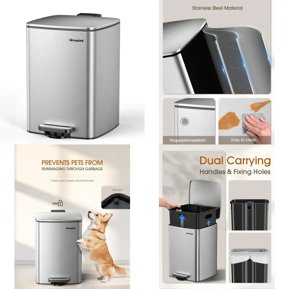 Footstep Activated 20 Liter Kitchen Trash Can with Lid, Hands-Free 5.2 Gallon Garbage Bin for Home Office Use
Footstep Activated 20 Liter Kitchen Trash Can with Lid, Hands-Free 5.2 Gallon Garbage Bin for Home Office Use