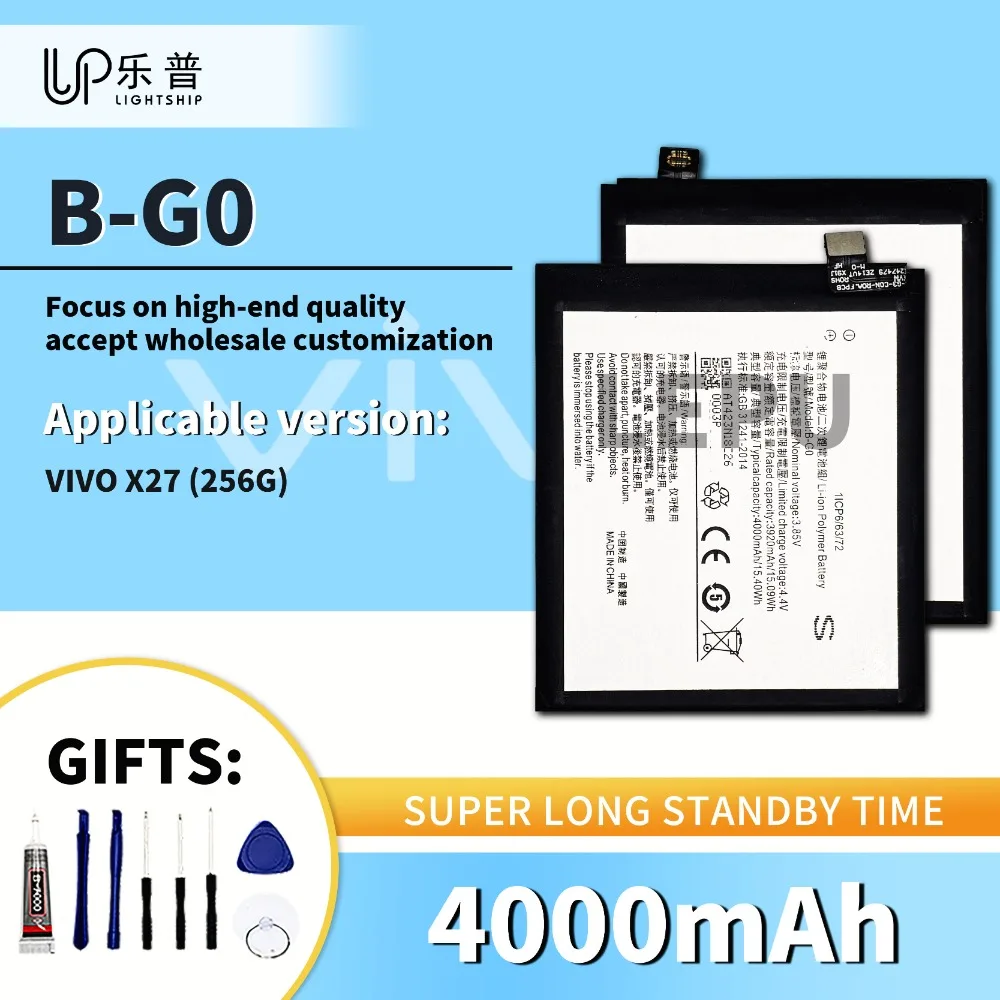 New 4000mAh Batteries B-G0 for VIVO X27 256G Replacement Battery with Free Tool Kits VIVO X27 256G Original Phone Battery B-G0
New 4000mAh Batteries B-G0 for VIVO X27 256G Replacement Battery with Free Tool Kits VIVO X27 256G Original Phone Battery B-G0