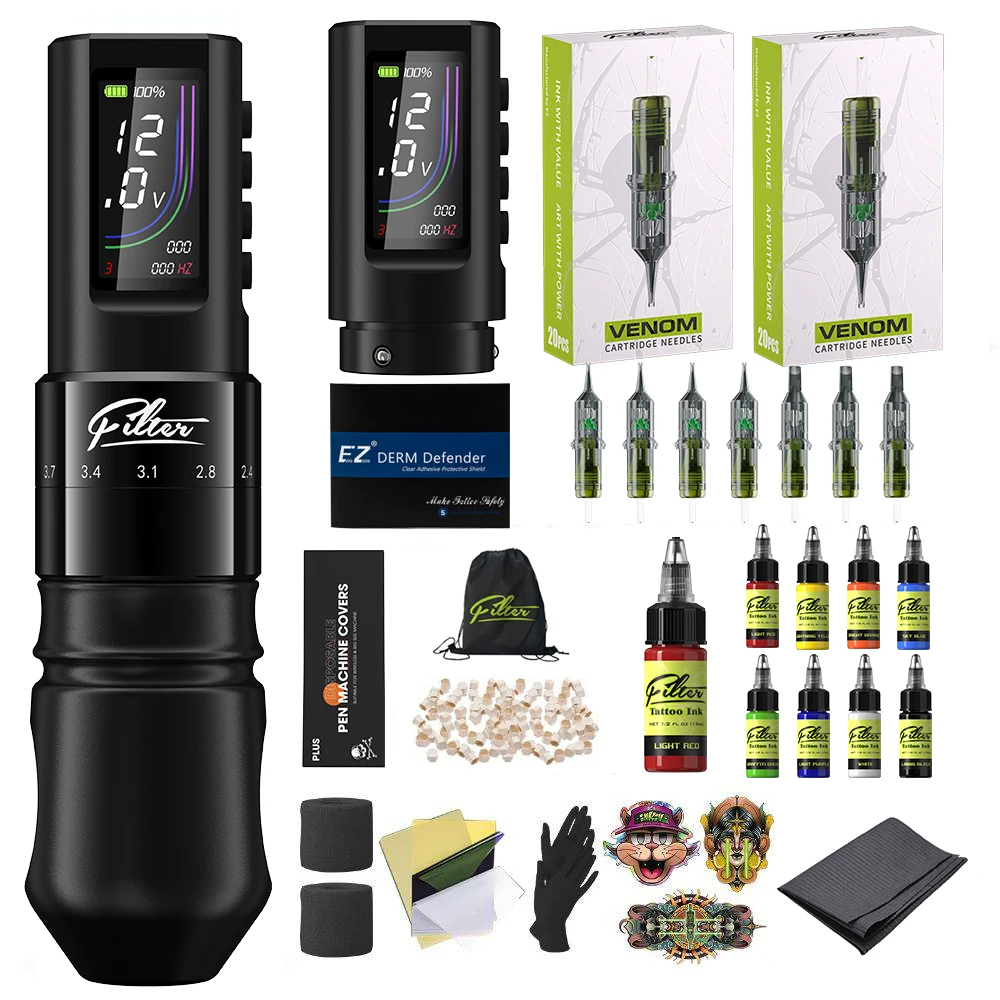 EZ Filter X40 Регулируемая беспроводная машина для татуировки, набор ручек 2,0-4,2 мм, бессердечный двигатель, ручка для макияжа, картридж EZ, иглы для татуировки
EZ Filter X40 Регулируемая беспроводная машина для татуировки, набор ручек 2,0-4,2 мм, бессердечный двигатель, ручка для макияжа, картридж EZ, иглы для татуировки