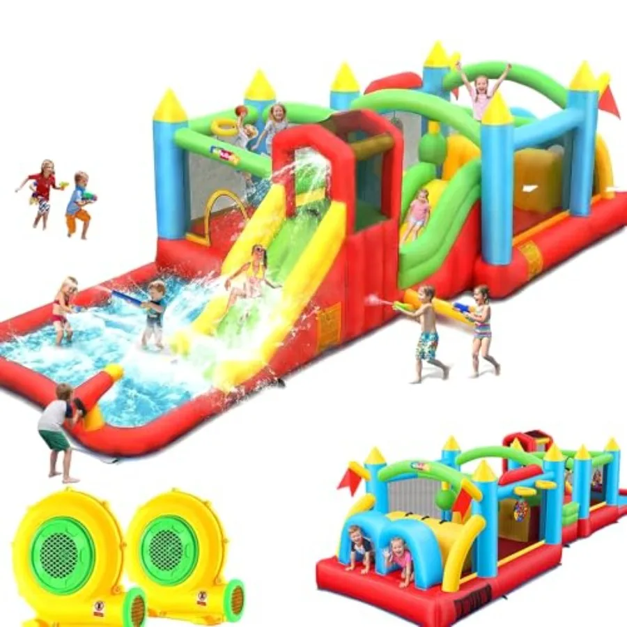 Detachable Inflatable Water Slide Bounce House 15.3FT+6.3FT Combo Obstacle Course Waterslide Tunnel/Jumping Area/Spa Pool Ideal
Detachable Inflatable Water Slide Bounce House 15.3FT+6.3FT Combo Obstacle Course Waterslide Tunnel/Jumping Area/Spa Pool Ideal