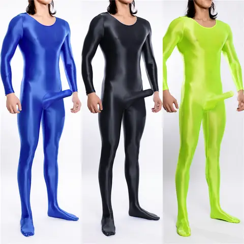 Sexy Männer COCK Ring Maid Strumpfhosen Öl Glänzend Glänzend Elastische Body Strampler U Konvexen Ausbuchtung Beutel Trikot Ein Stück Tanga