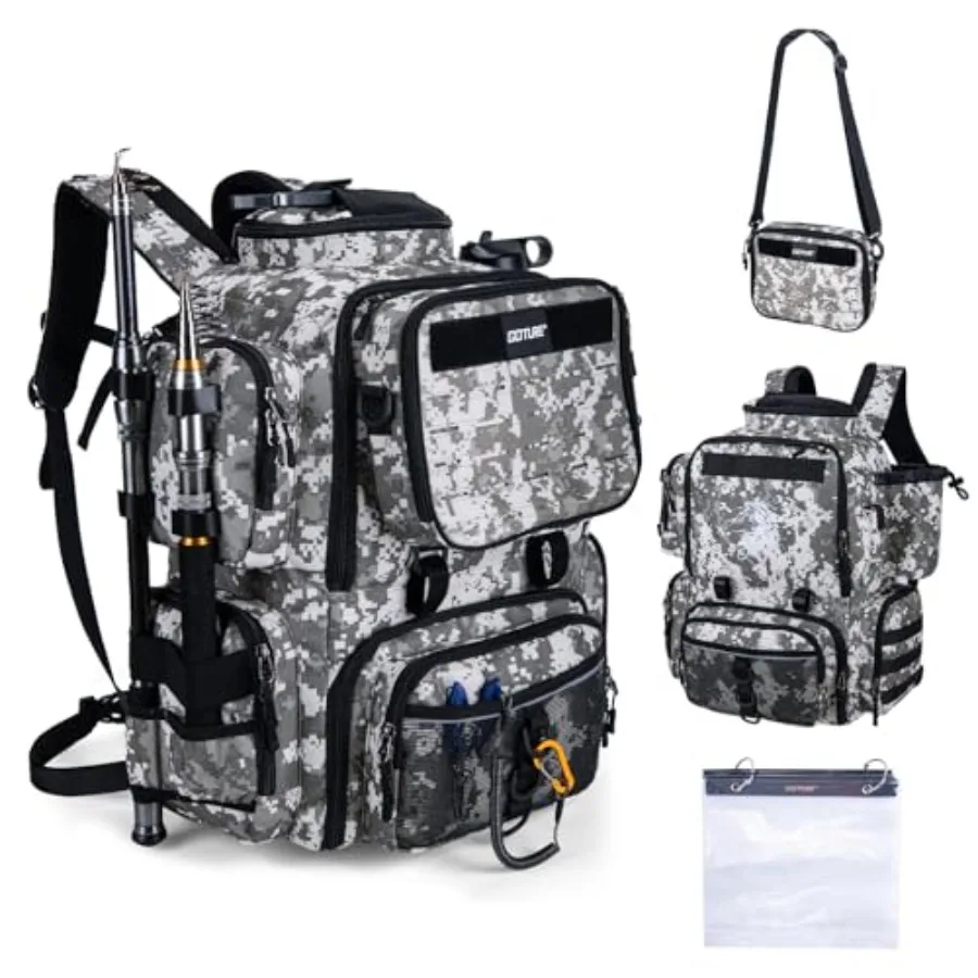 Fishing Backpack 900D Water-Resistant Tackle Backpack with Rod Holders 58L Large Storage Gear Fishing Tackle Bag with Detachabl
Fishing Backpack 900D Water-Resistant Tackle Backpack with Rod Holders 58L Large Storage Gear Fishing Tackle Bag with Detachabl
