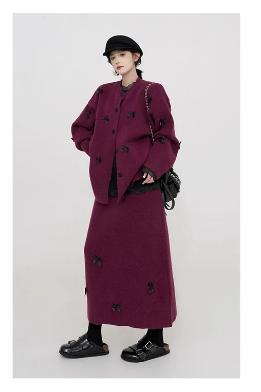 Винтажный вязаный комплект с 3D бабочкой, женский наряд из двух предметов, кардиган в ленивом стиле, юбка, мягкий свитер, осенние повседневные костюмы 
Винтажный вязаный комплект с 3D бабочкой, женский наряд из двух предметов, кардиган в ленивом стиле, юбка, мягкий свитер, осенние повседневные костюмы