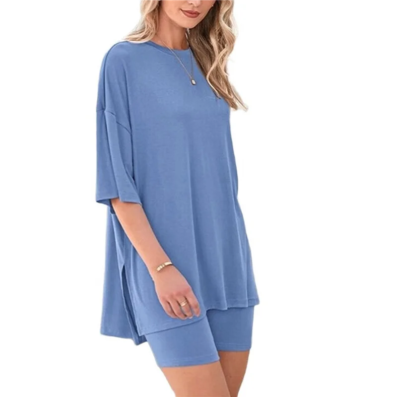 Женский комплект из двух предметов для отдыха, лето 2029, повседневные рубашки большого размера, байкерские шорты-A55G 
Женский комплект из двух предметов для отдыха, лето 2029, повседневные рубашки большого размера, байкерские шорты-A55G