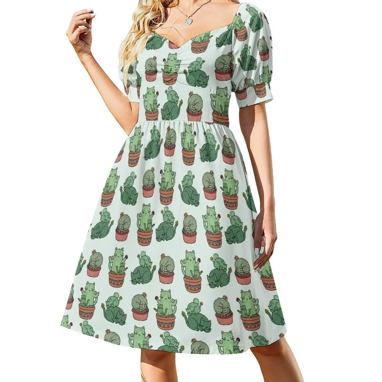 Cactus Cats Short-Sleeved Dress elegant women's dresses sale Party dresses women dresses for womens Dress
Cactus Cats Short-Sleeved Dress elegant women's dresses sale Party dresses women dresses for womens Dress
