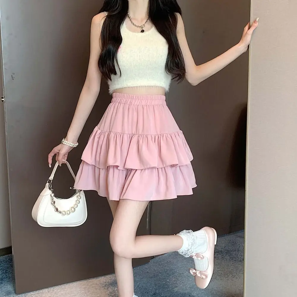 A-line High Waisted Cake Skirt Double Layer Elastic Waist Pleated Fluffy Mini Skirt Short Dress Y2k Ruffled Short Skirt Summer
A-line High Waisted Cake Skirt Double Layer Elastic Waist Pleated Fluffy Mini Skirt Short Dress Y2k Ruffled Short Skirt Summer