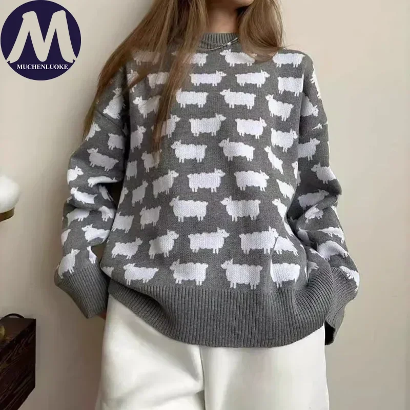 Women's Sweater Autumn Winter New O Neck Alpaca Print Knitted Sweater Pullover Korean Fashion Casual Loose Warm Sweaters Tops
Women's Sweater Autumn Winter New O Neck Alpaca Print Knitted Sweater Pullover Korean Fashion Casual Loose Warm Sweaters Tops