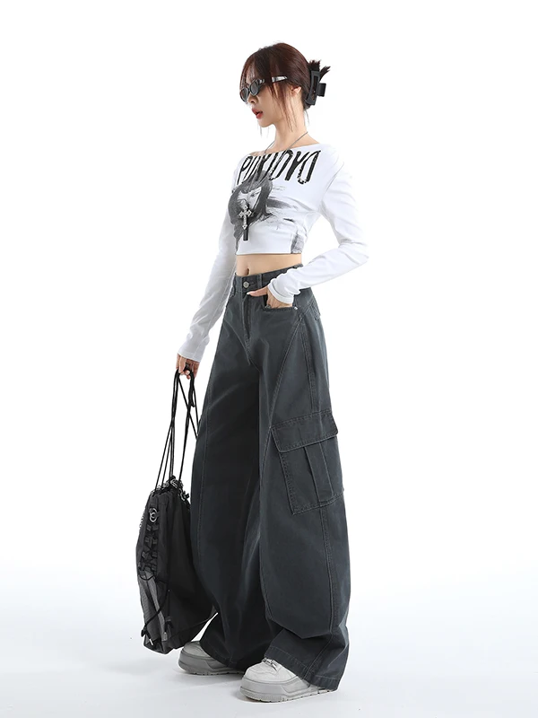 American Style High Waist Grey Wide Leg Workwear Jeans Women's Loose Straight Cut Trousers Autumn New Design Slimming Effect
American Style High Waist Grey Wide Leg Workwear Jeans Women's Loose Straight Cut Trousers Autumn New Design Slimming Effect