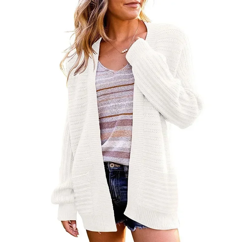 Lantern Sleeve European and American Women's Sweater Cardigan Autumn and Winter New Hollow Knitted Temperament Casual Sweater
Lantern Sleeve European and American Women's Sweater Cardigan Autumn and Winter New Hollow Knitted Temperament Casual Sweater