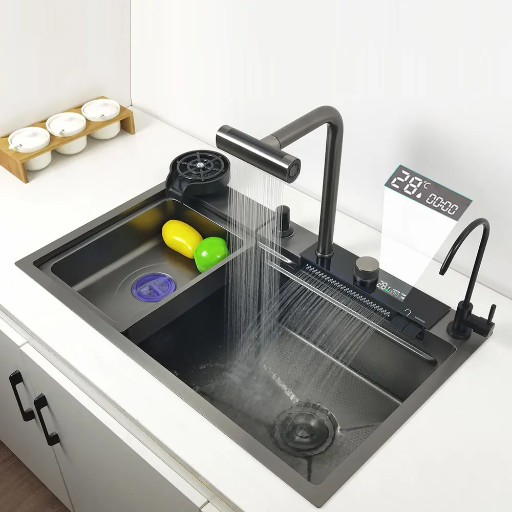 Kitchen Sink 4 Modes Faucet Large Single basin honeycomb Stainless Steel Sink
Kitchen Sink 4 Modes Faucet Large Single basin honeycomb Stainless Steel Sink