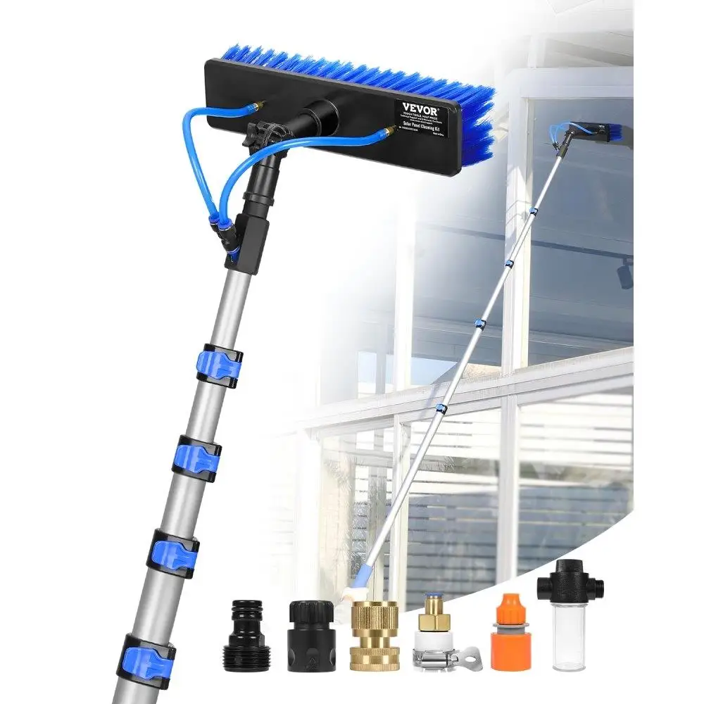 30FT Solar Panel Cleaning Water Fed Pole Kit with 180 Degree Rotatable Brush Head for Easy Cleaning
30FT Solar Panel Cleaning Water Fed Pole Kit with 180 Degree Rotatable Brush Head for Easy Cleaning