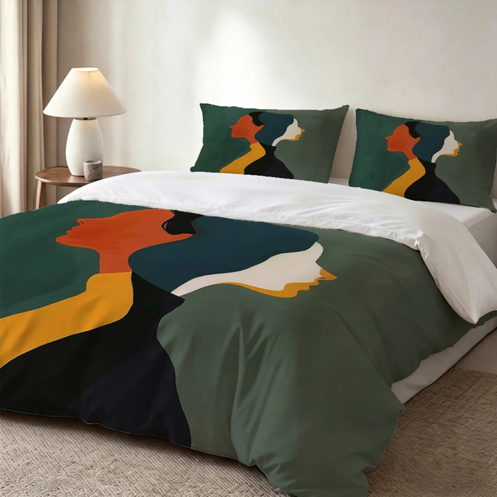 High-Definition Digital Printed Bedding Set, Abstract Figure Silhouette Art Pattern Duvet Cover Set, Large Pattern Printed Duvet Cover Set, Includes 1 Duvet Cover + 2 Pillowcases, Suitable for Bedroom, Guest Room, Home Decoration, Polyester Fiber Duvet Co
High-Definition Digital Printed Bedding Set, Abstract Figure Silhouette Art Pattern Duvet Cover Set, Large Pattern Printed Duvet Cover Set, Includes 1 Duvet Cover + 2 Pillowcases, Suitable for Bedroom, Guest Room, Home Decoration, Polyester Fiber Duvet Co