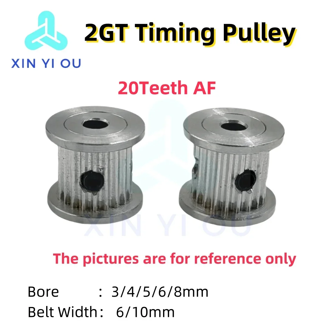 GT2 2GT Timing Pulley 20Teeth AF Type Bore 3/4/5/6/8mm Belt Width 6/10mm 3D printed parts
GT2 2GT Timing Pulley 20Teeth AF Type Bore 3/4/5/6/8mm Belt Width 6/10mm 3D printed parts