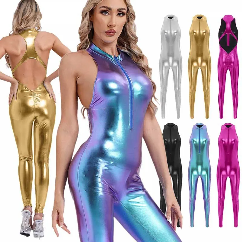 Adult Womens Metallic Shiny Bodysuit Sleeveless Long Shinny Pants Bodysuit Halloween Yoga Fitness Gymnastics Party Costume
Adult Womens Metallic Shiny Bodysuit Sleeveless Long Shinny Pants Bodysuit Halloween Yoga Fitness Gymnastics Party Costume