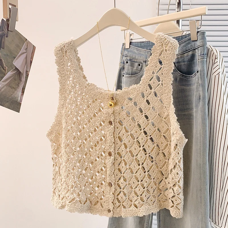 Bohemian White Lace Hook Flower Hollow out Women's Summer Lazy Style Irregular Tank Top Cotton Linen Blend Breathable
Bohemian White Lace Hook Flower Hollow out Women's Summer Lazy Style Irregular Tank Top Cotton Linen Blend Breathable