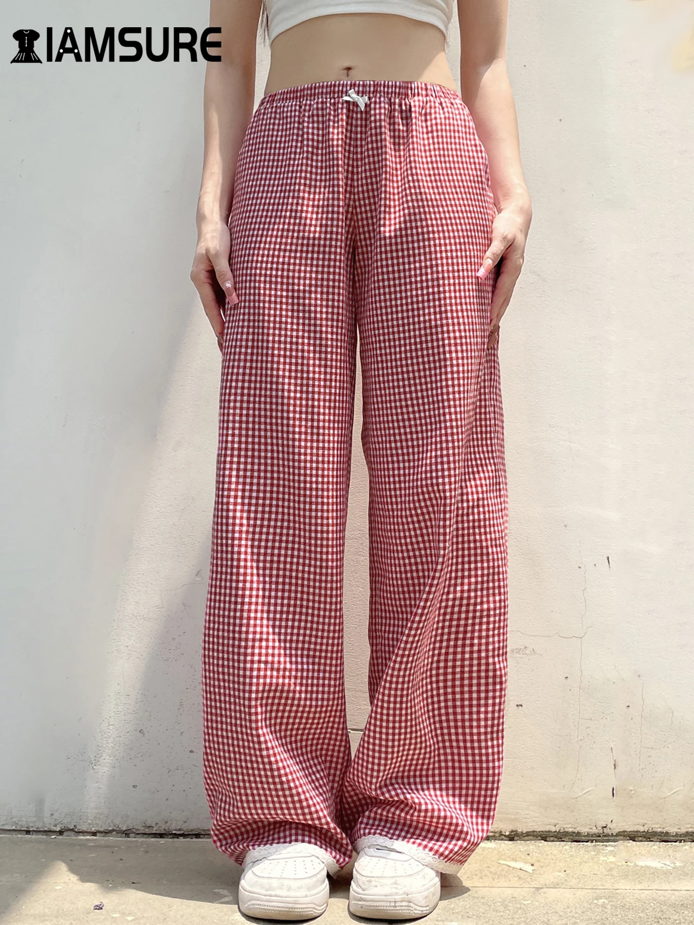 IAMSURE Sweet Plaid Wide Leg Pants Casual Loose Mid-Waisted Straight Pants Women 2024 Autumn Winter Fashion Streetwear Ladies
IAMSURE Sweet Plaid Wide Leg Pants Casual Loose Mid-Waisted Straight Pants Women 2024 Autumn Winter Fashion Streetwear Ladies