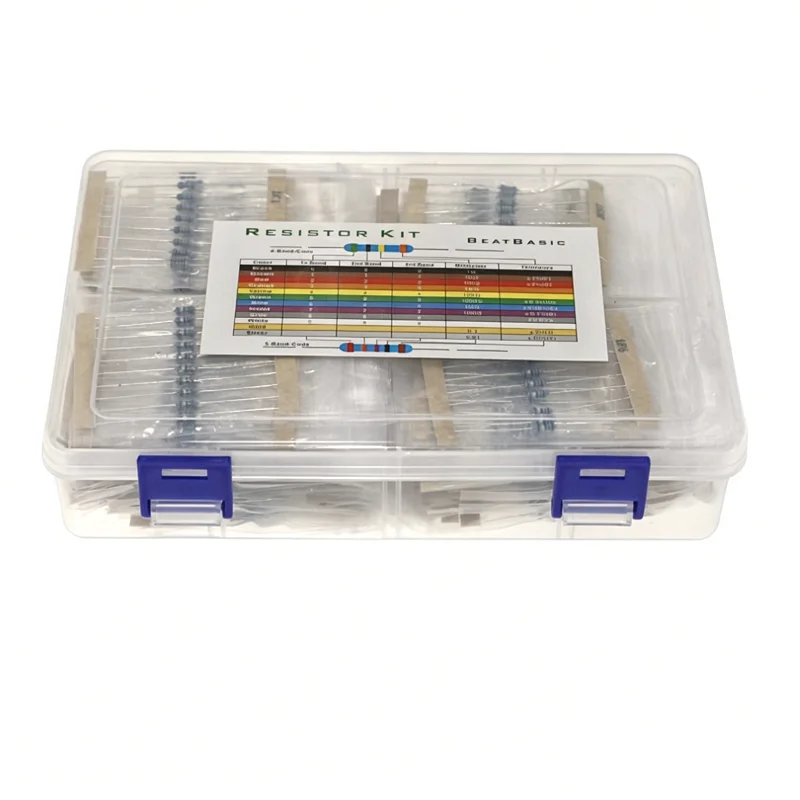 Boxed 145 Types 1450 Pieces (1Ω~1M) Color-coded Resistors 1/4W Metal Film Resistors Full Series Mixed Pack
Boxed 145 Types 1450 Pieces (1Ω~1M) Color-coded Resistors 1/4W Metal Film Resistors Full Series Mixed Pack