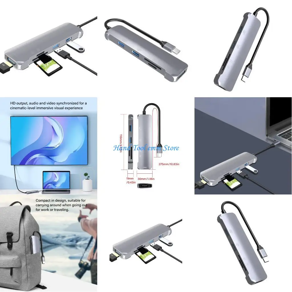 H37F USB C Multiple Port Hubs Aluminum Build 4K HDTV Charging 5 Port Adapters
H37F USB C Multiple Port Hubs Aluminum Build 4K HDTV Charging 5 Port Adapters