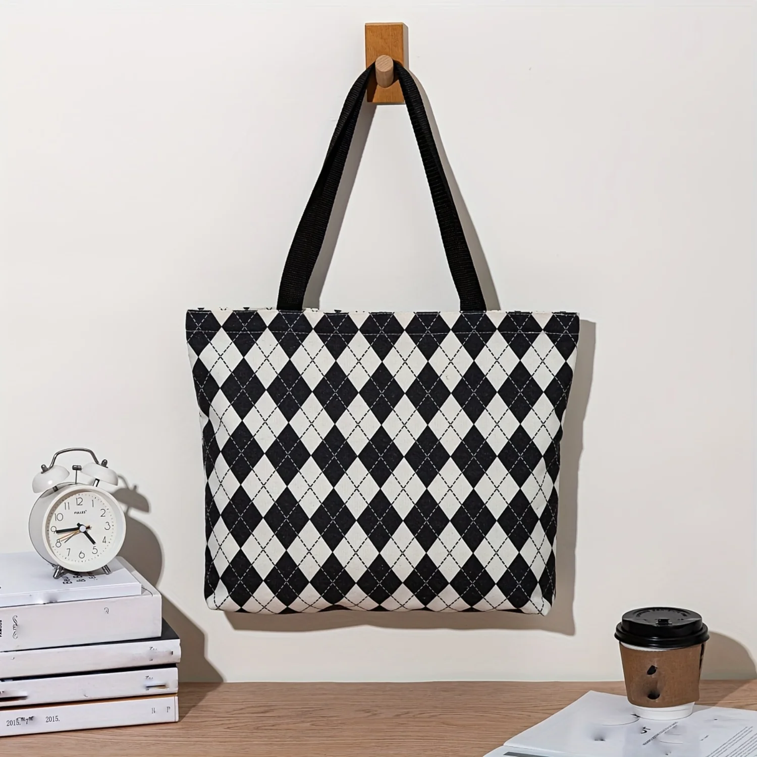 Classic Simple Shoulder Bag, With Colorblock Argyle Pattern Design, All-Match Daily Use Handbag
Classic Simple Shoulder Bag, With Colorblock Argyle Pattern Design, All-Match Daily Use Handbag