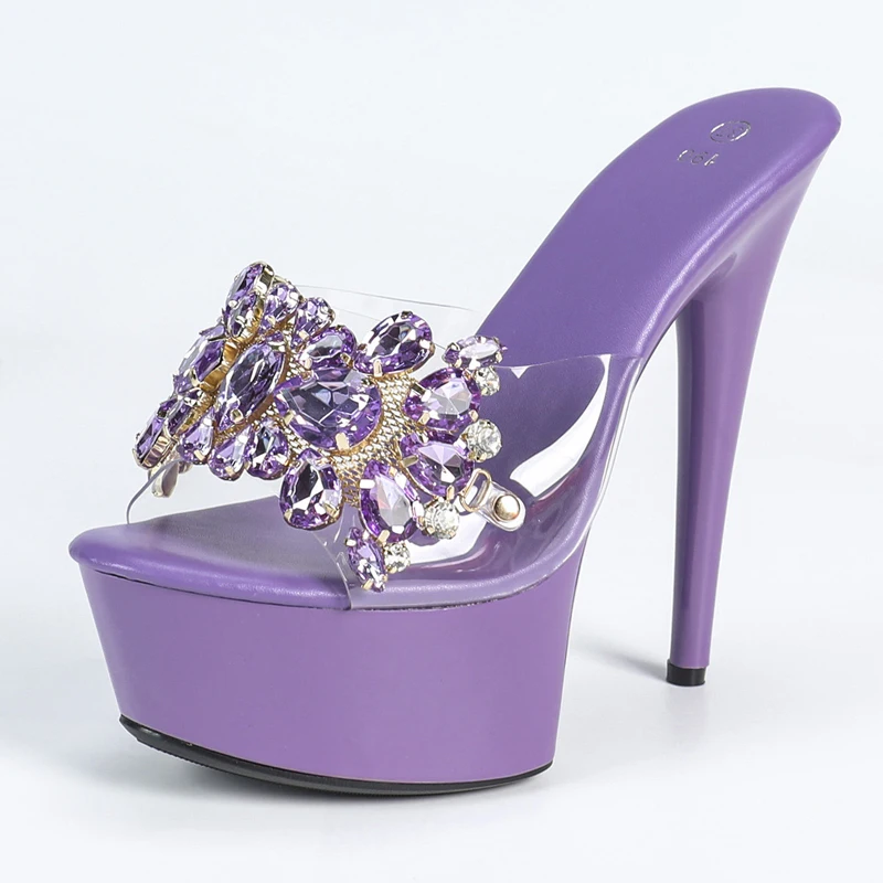 Street Style Summer Women Slippers PVC Rhinestone Platform Sandals 15CM Thin High Heels Party Slides Mules Slip On Ladies Shoes
Street Style Summer Women Slippers PVC Rhinestone Platform Sandals 15CM Thin High Heels Party Slides Mules Slip On Ladies Shoes