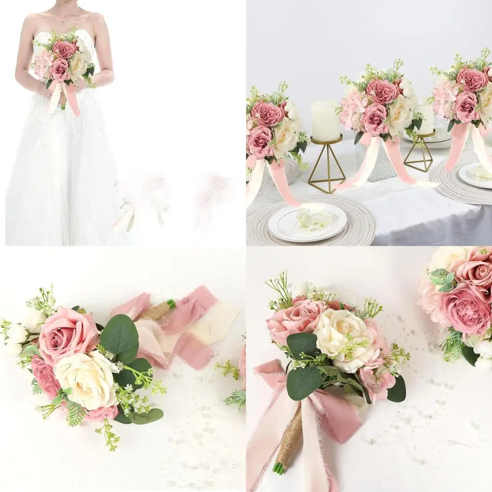 6-Piece Pink & White Artificial Bridal Party Bouquets - 7 Flowers for Weddings & Decor
6-Piece Pink & White Artificial Bridal Party Bouquets - 7 Flowers for Weddings & Decor