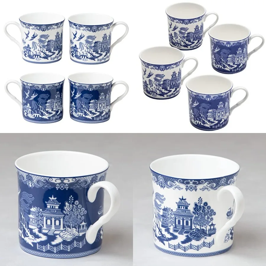 Blue Willow Bone China Coffee Tea Mugs 10-Ounce 2 Assorted Patterns, Set of 4 (S17301I/C-BLU-6)
Blue Willow Bone China Coffee Tea Mugs 10-Ounce 2 Assorted Patterns, Set of 4 (S17301I/C-BLU-6)