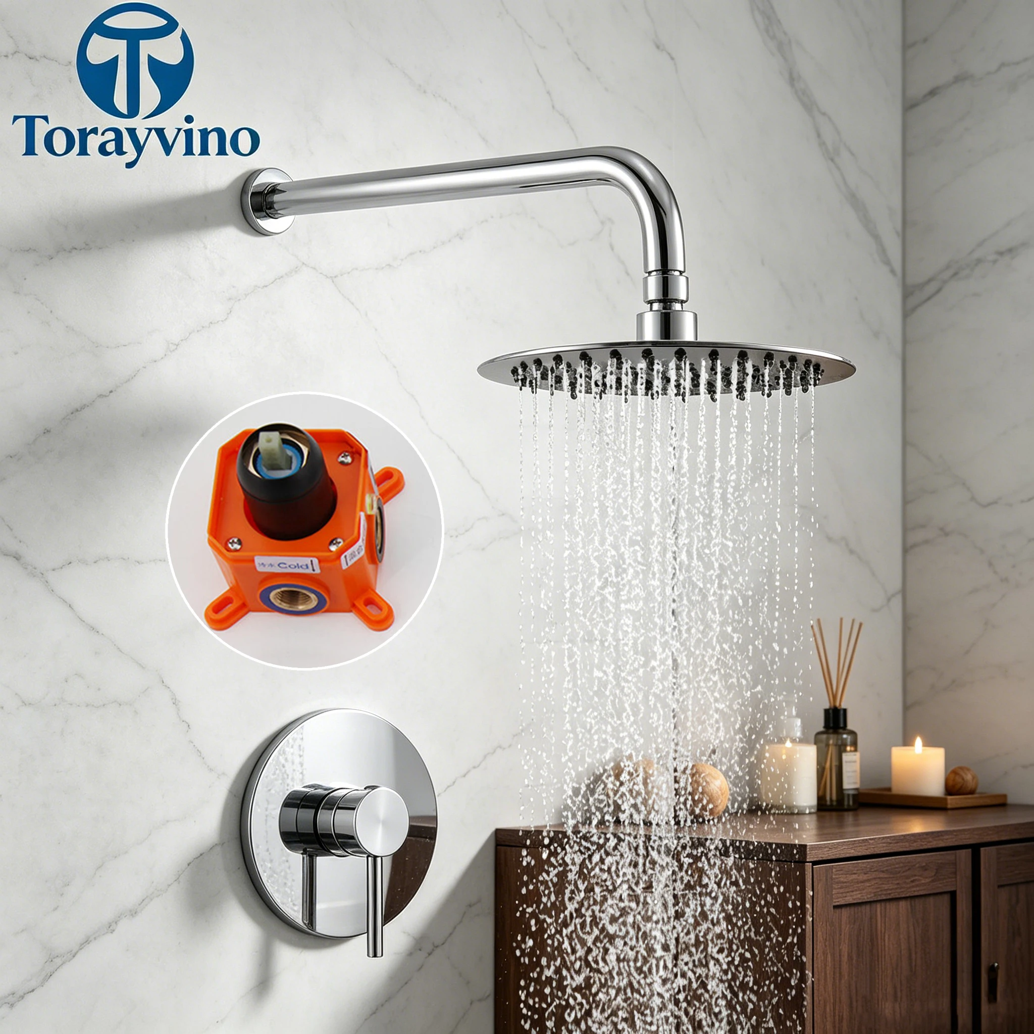 Torayvino Bathroom Chrome Shower Faucet Set With Rain Shower Head Outdoor Shower System Set Complete Bathtub Kit Mixer Tap
Torayvino Bathroom Chrome Shower Faucet Set With Rain Shower Head Outdoor Shower System Set Complete Bathtub Kit Mixer Tap