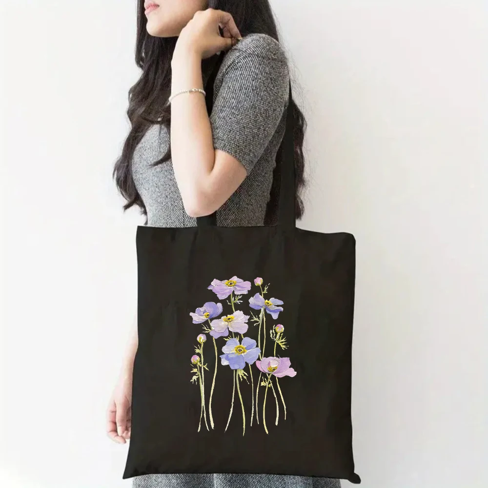 Minimalist Boho Flower Canvas Tote Bag Watercolor Flower Print Shoulder Bag Reusable Casual Tote for Women Girl Fashion Black
Minimalist Boho Flower Canvas Tote Bag Watercolor Flower Print Shoulder Bag Reusable Casual Tote for Women Girl Fashion Black