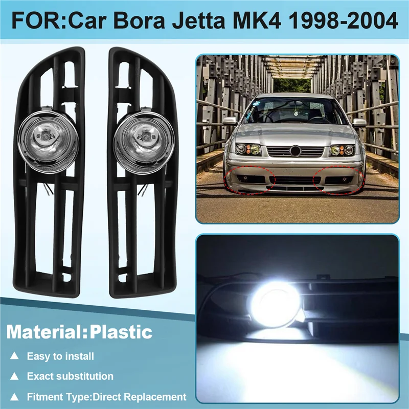 A73X-Car Front Lower Bumper Fog Lights Assembly For VW Bora Jetta MK4 1998-2004 Fog Lamp Cover Grille With Switch Harness
A73X-Car Front Lower Bumper Fog Lights Assembly For VW Bora Jetta MK4 1998-2004 Fog Lamp Cover Grille With Switch Harness
