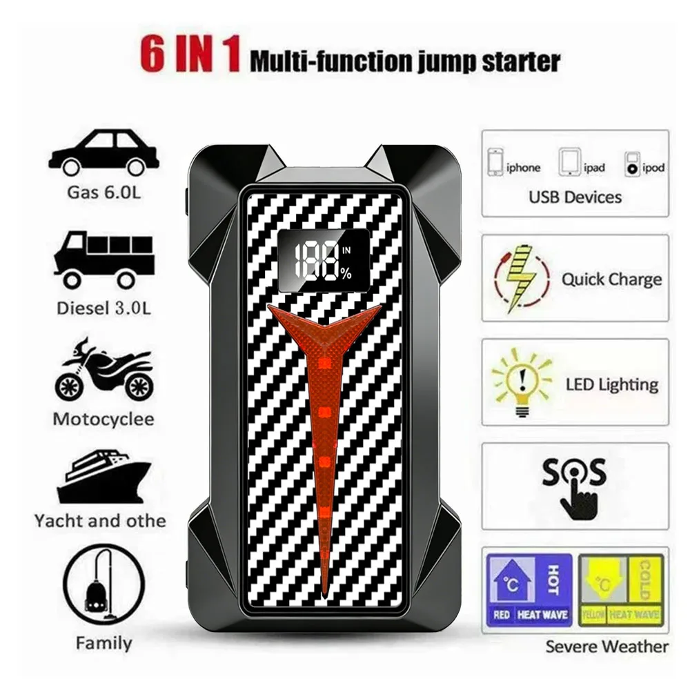 3000A Peak Jump Boxes for Vehicles(12V 10L Gas/8L Diesel Engine) Equipped Fast Wireless Charging Jump Starter Battery Pack
3000A Peak Jump Boxes for Vehicles(12V 10L Gas/8L Diesel Engine) Equipped Fast Wireless Charging Jump Starter Battery Pack